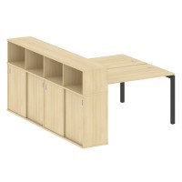 Metal System Quattro 5x5 50БП.РС-СШК-4.3 (Акация лорка/Антрацит) Рабочая станция на П-образном м/к с опорным шкафом-купе