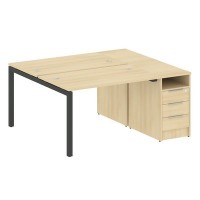 Metal System Quattro 5x5 50БП.РС-СТП-2.2 (Акация лорка/Антрацит) Рабочая станция на П-образном м/к с опорной тумбой