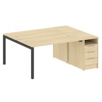 Metal System Quattro 5x5 50БП.РС-СТП-2.3 (Акация лорка/Антрацит) Рабочая станция на П-образном м/к с опорной тумбой