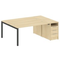 Metal System Quattro 5x5 50БП.РС-СТП-2.4 (Акация лорка/Антрацит) Рабочая станция на П-образном м/к с опорной тумбой