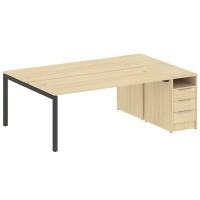 Metal System Quattro 5x5 50БП.РС-СТП-2.5 (Акация лорка/Антрацит) Рабочая станция на П-образном м/к с опорной тумбой