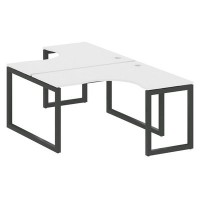 Metal System Quattro 5x5 50БО.РАС-СА-2.3 (Белый/Черный) Рабочая станция криволинейная на О-образном м/к