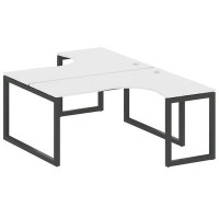 Metal System Quattro 5x5 50БО.РАС-СА-2.4 (Белый/Черный) Рабочая станция криволинейная на О-образном м/к