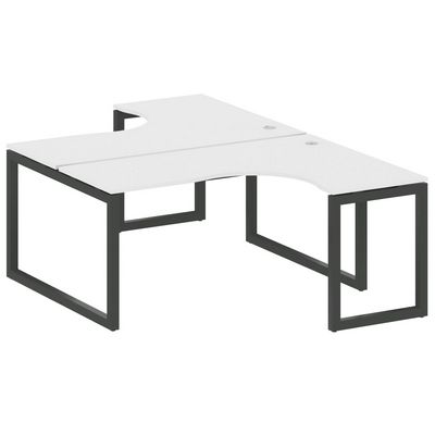 Metal System Quattro 5x5 50БО.РАС-СА-2.4 (Белый/Черный) Рабочая станция криволинейная на О-образном м/к