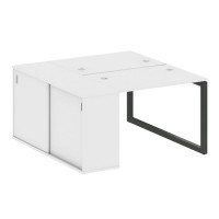 Metal System Quattro 5x5 50БО.РС-СШК-1.1 (Белый/Черный) Рабочая станция на О-образном м/к с опорным шкафом-купе