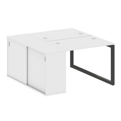 Metal System Quattro 5x5 50БО.РС-СШК-1.1 (Белый/Антрацит) Рабочая станция на О-образном м/к с опорным шкафом-купе