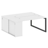 Metal System Quattro 5x5 50БО.РС-СШК-1.3 (Белый/Черный) Рабочая станция на О-образном м/к с опорным шкафом-купе