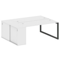 Metal System Quattro 5x5 50БО.РС-СШК-1.4 (Белый/Черный) Рабочая станция на О-образном м/к с опорным шкафом-купе