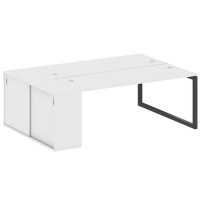 Metal System Quattro 5x5 50БО.РС-СШК-1.5 (Белый/Черный) Рабочая станция на О-образном м/к с опорным шкафом-купе