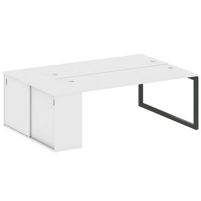 Metal System Quattro 5x5 50БО.РС-СШК-1.5 (Белый/Антрацит) Рабочая станция на О-образном м/к с опорным шкафом-купе