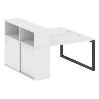 Metal System Quattro 5x5 50БО.РС-СШК-2.2 (Белый/Черный) Рабочая станция на О-образном м/к с опорным шкафом-купе