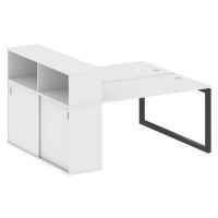 Metal System Quattro 5x5 50БО.РС-СШК-2.3 (Белый/Черный) Рабочая станция на О-образном м/к с опорным шкафом-купе