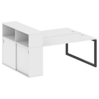 Metal System Quattro 5x5 50БО.РС-СШК-2.4 (Белый/Черный) Рабочая станция на О-образном м/к с опорным шкафом-купе