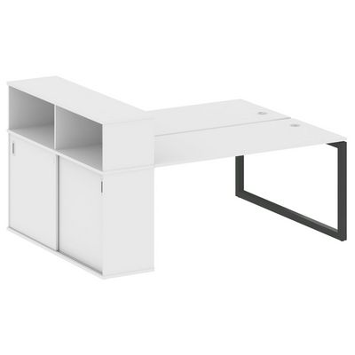 Metal System Quattro 5x5 50БО.РС-СШК-2.4 (Белый/Черный) Рабочая станция на О-образном м/к с опорным шкафом-купе