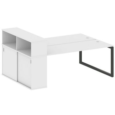 Metal System Quattro 5x5 50БО.РС-СШК-2.5 (Белый/Черный) Рабочая станция на О-образном м/к с опорным шкафом-купе