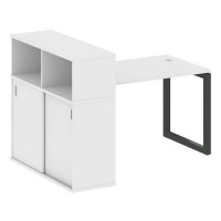 Metal System Quattro 5x5 50БО.РС-СШК-3.2 (Белый/Черный) Стол письменный на О-образном м/к с опорным шкафом-купе