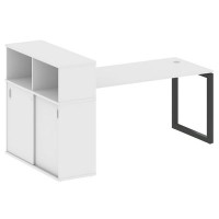 Metal System Quattro 5x5 50БО.РС-СШК-3.4 (Белый/Черный) Стол письменный на О-образном м/к с опорным шкафом-купе