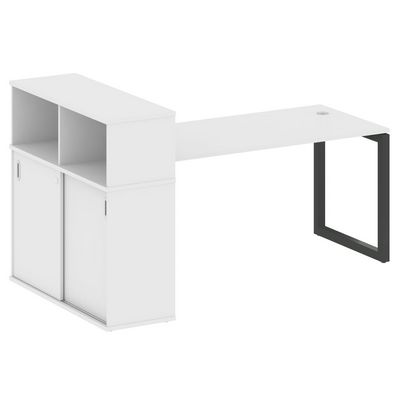 Metal System Quattro 5x5 50БО.РС-СШК-3.4 (Белый/Антрацит) Стол письменный на О-образном м/к с опорным шкафом-купе