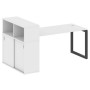 Metal System Quattro 5x5 50БО.РС-СШК-3.4 (Белый/Антрацит) Стол письменный на О-образном м/к с опорным шкафом-купе