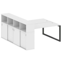 Metal System Quattro 5x5 50БО.РС-СШК-4.4 (Белый/Черный) Рабочая станция на О-образном м/к с опорным шкафом-купе