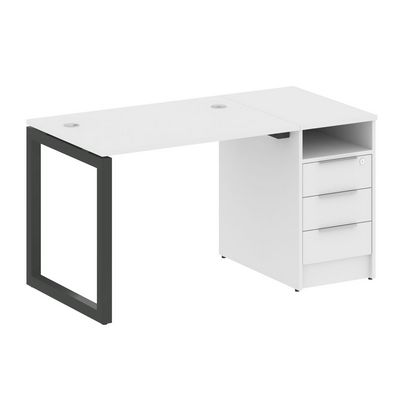 Metal System Quattro 5x5 50БО.РС-СТП-1.1 (Белый/Черный) Рабочая станция на О-образном м/к с опорной тумбой