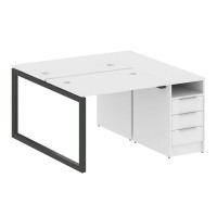 Metal System Quattro 5x5 50БО.РС-СТП-2.1 (Белый/Черный) Рабочая станция на О-образном м/к с опорной тумбой