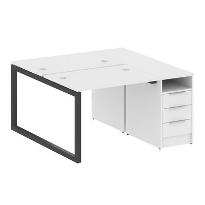 Metal System Quattro 5x5 50БО.РС-СТП-2.1 (Белый/Черный) Рабочая станция на О-образном м/к с опорной тумбой