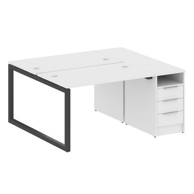 Metal System Quattro 5x5 50БО.РС-СТП-2.2 (Белый/Черный) Рабочая станция на О-образном м/к с опорной тумбой