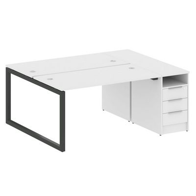 Metal System Quattro 5x5 50БО.РС-СТП-2.3 (Белый/Черный) Рабочая станция на О-образном м/к с опорной тумбой