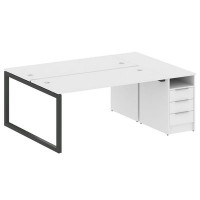 Metal System Quattro 5x5 50БО.РС-СТП-2.4 (Белый/Черный) Рабочая станция на О-образном м/к с опорной тумбой