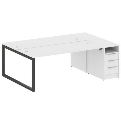 Metal System Quattro 5x5 50БО.РС-СТП-2.5 (Белый/Антрацит) Рабочая станция на О-образном м/к с опорной тумбой