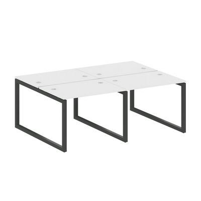 Metal System Quattro 5x5 50БО.СМ-4.1 (Белый/Черный) Рабочая станция на 4 раб.места на О-образном м/к