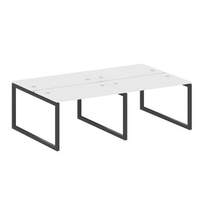 Metal System Quattro 5x5 50БО.СМ-4.2 (Белый/Черный) Рабочая станция на 4 раб.места на О-образном м/к