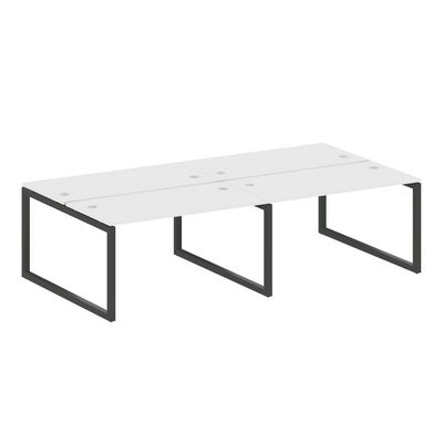 Metal System Quattro 5x5 50БО.СМ-4.3 (Белый/Черный) Рабочая станция на 4 раб.места на О-образном м/к