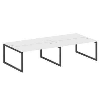 Metal System Quattro 5x5 50БО.СМ-4.4 (Белый/Черный) Рабочая станция на 4 раб.места на О-образном м/к