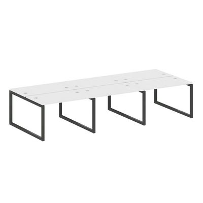 Metal System Quattro 5x5 50БО.СМ-6.2 (Белый/Антрацит) Рабочая станция на 6 раб.мест на О-образном м/к