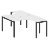 Metal System Quattro 5x5 50БП.РАС-СА-2.3 (Белый/Черный) Рабочая станция криволинейная на П-образном м/к