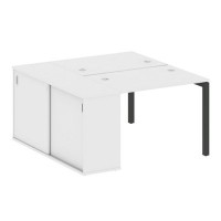 Metal System Quattro 5x5 50БП.РС-СШК-1.1 (Белый/Черный) Рабочая станция на П-образном м/к с опорным шкафом-купе