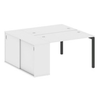 Metal System Quattro 5x5 50БП.РС-СШК-1.2 (Белый/Черный) Рабочая станция на П-образном м/к с опорным шкафом-купе