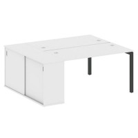 Metal System Quattro 5x5 50БП.РС-СШК-1.3 (Белый/Черный) Рабочая станция на П-образном м/к с опорным шкафом-купе