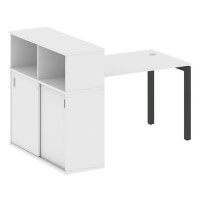 Metal System Quattro 5x5 50БП.РС-СШК-3.2 (Белый/Черный) Стол письменный на П-образном м/к с опорным шкафом-купе
