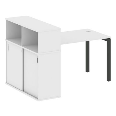 Metal System Quattro 5x5 50БП.РС-СШК-3.2 (Белый/Антрацит) Стол письменный на П-образном м/к с опорным шкафом-купе
