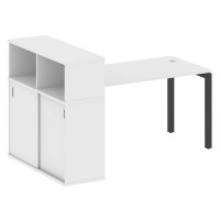 Metal System Quattro 5x5 50БП.РС-СШК-3.3 (Белый/Черный) Стол письменный на П-образном м/к с опорным шкафом-купе