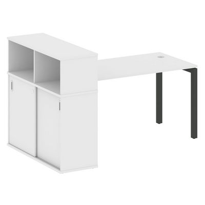 Metal System Quattro 5x5 50БП.РС-СШК-3.3 (Белый/Черный) Стол письменный на П-образном м/к с опорным шкафом-купе