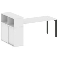 Metal System Quattro 5x5 50БП.РС-СШК-3.5 (Белый/Черный) Стол письменный на П-образном м/к с опорным шкафом-купе
