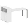 Metal System Quattro 5x5 50БП.РС-СШК-3.5 (Белый/Черный) Стол письменный на П-образном м/к с опорным шкафом-купе