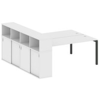 Metal System Quattro 5x5 50БП.РС-СШК-4.5 (Белый/Черный) Рабочая станция на П-образном м/к с опорным шкафом-купе