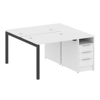 Metal System Quattro 5x5 50БП.РС-СТП-2.1 (Белый/Черный) Рабочая станция на П-образном м/к с опорной тумбой