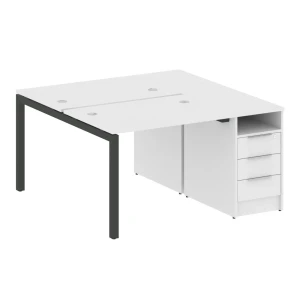 50БП.РС-СТП-2.1 (Белый/Антрацит) Рабочая станция на П-образном м/к с опорной тумбой