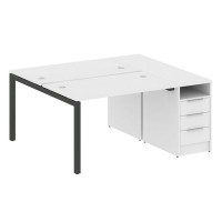 Metal System Quattro 5x5 50БП.РС-СТП-2.2 (Белый/Черный) Рабочая станция на П-образном м/к с опорной тумбой